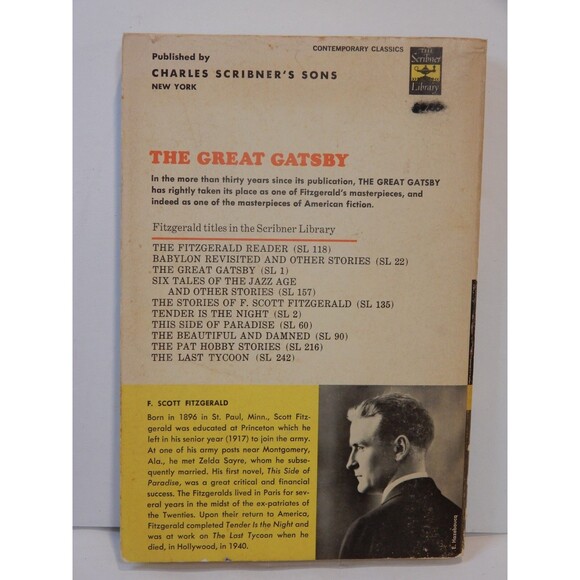 The Great Gatsby F. Scott Fitzgerald Scribner PB 1953 Vintage  V-5.72[C] - Picture 3 of 10